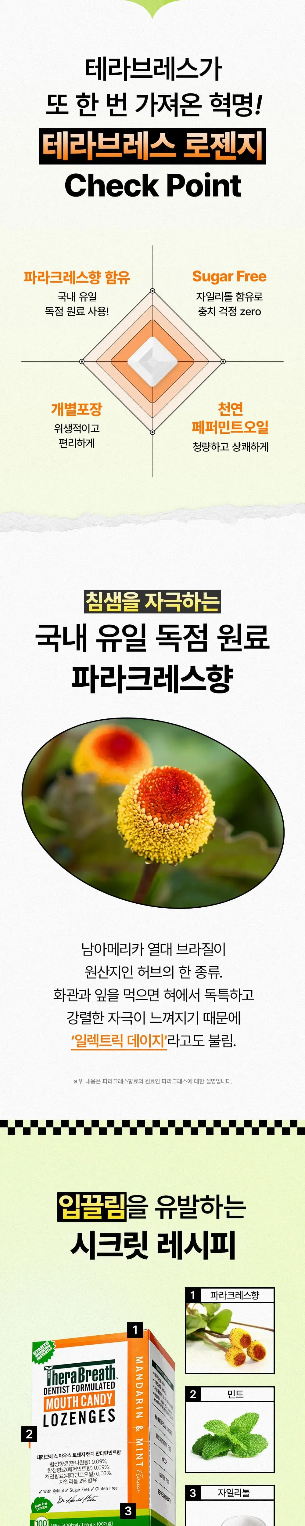 [개별포장] 테라브레스 마우스 로젠지 캔디 만다린민트향 20개입/100개입 상세페이지 3